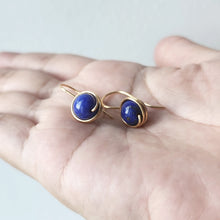 Load image into Gallery viewer, Handcrafted Lapis Lazuli Wire-Wrapped Earhook Earrings