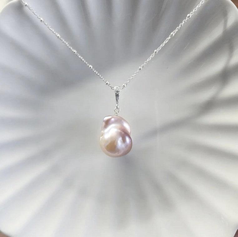 Lavender lustrous Edison baroque pearl pendant