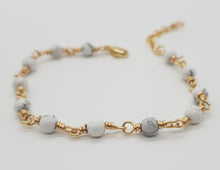 Load image into Gallery viewer, Prisma Jewel - Handmade Jewellery - Bracelets - Wirewrap - Gold Filled - Howlite - White - Grey