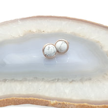 Load image into Gallery viewer, Prisma Jewel - Handmade Jewellery - Earstuds - Howlite - White - Grey - Wirewrap