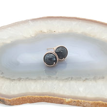 Load image into Gallery viewer, Prisma Jewel - Handmade Jewellery - Earstuds - Lavikite - Black - Silver - Grey - Wirewrap