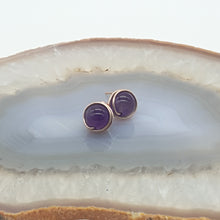 Load image into Gallery viewer, Prisma Jewel - Handmade Jewellery - Earstuds - Amethyst - Purple - Wirewrap