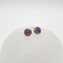 Load image into Gallery viewer, Prisma Jewel - Handmade Jewellery - Earstuds - Amethyst - Purple - Wirewrap
