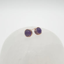 Load image into Gallery viewer, Prisma Jewel - Handmade Jewellery - Earstuds - Amethyst - Purple - Wirewrap