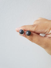 Load image into Gallery viewer, Prisma Jewel - Handmade Jewellery - Earstuds - Lavikite - Black - Silver - Grey - Wirewrap