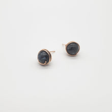 Load image into Gallery viewer, Prisma Jewel - Handmade Jewellery - Earstuds - Lavikite - Black - Silver - Grey - Wirewrap