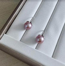 Load image into Gallery viewer, Lavender Edison pearls set in sterling silver 2 leaves petals hooks