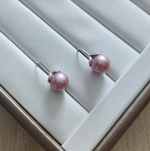 Load image into Gallery viewer, Lavender Edison pearls set in sterling silver 2 leaves petals hooks