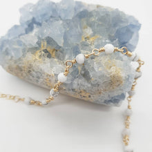 Load image into Gallery viewer, Prisma Jewel - Handmade Jewellery - Bracelets - Wirewrap - Gold Filled - Howlite - White - Grey