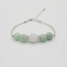 Load image into Gallery viewer, Prisma Jewel - Handmade Jewellery - Bracelets - Grade A Jade - Burmese Jade - Green - White - Silver