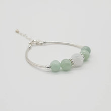 Load image into Gallery viewer, Prisma Jewel - Handmade Jewellery - Bracelets - Grade A Jade - Burmese Jade - Green - White - Silver