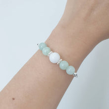 Load image into Gallery viewer, Prisma Jewel - Handmade Jewellery - Bracelets - Grade A Jade - Burmese Jade - Green - White - Silver