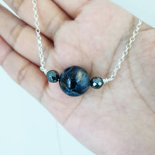 Load image into Gallery viewer, Prisma Jewel - Handmade Jewellery - Necklace - Pietersite - Blue - Painting - Landscape painting - Sterling Silver