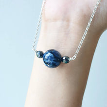 Load image into Gallery viewer, Prisma Jewel - Handmade Jewellery - Necklace - Pietersite - Blue - Painting - Landscape painting - Sterling Silver