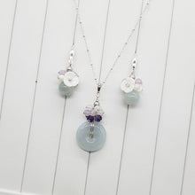 Load image into Gallery viewer, Burmese Jadeite donut with amethyst cluster necklace