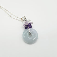 Load image into Gallery viewer, Burmese Jadeite donut with amethyst cluster necklace