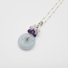 Load image into Gallery viewer, Burmese Jadeite donut with amethyst cluster necklace