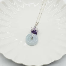 Load image into Gallery viewer, Burmese Jadeite donut with amethyst cluster necklace