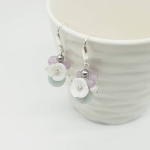 Load image into Gallery viewer, Burmese Jadeite cluster with carved mother of pearl flower drop