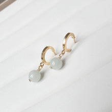 Load image into Gallery viewer, Dainty Burmese Jade with mini hoop studs