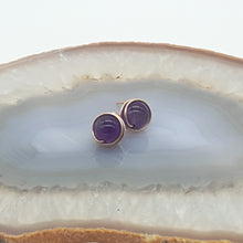 Load image into Gallery viewer, Prisma Jewel - Handmade Jewellery - Earstuds - Amethyst - Purple - Wirewrap
