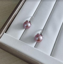 Load image into Gallery viewer, Lavender Edison pearls set in sterling silver 2 leaves petals hooks

