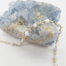 Load image into Gallery viewer, Prisma Jewel - Handmade Jewellery - Bracelets - Wirewrap - Gold Filled - Howlite - White - Grey
