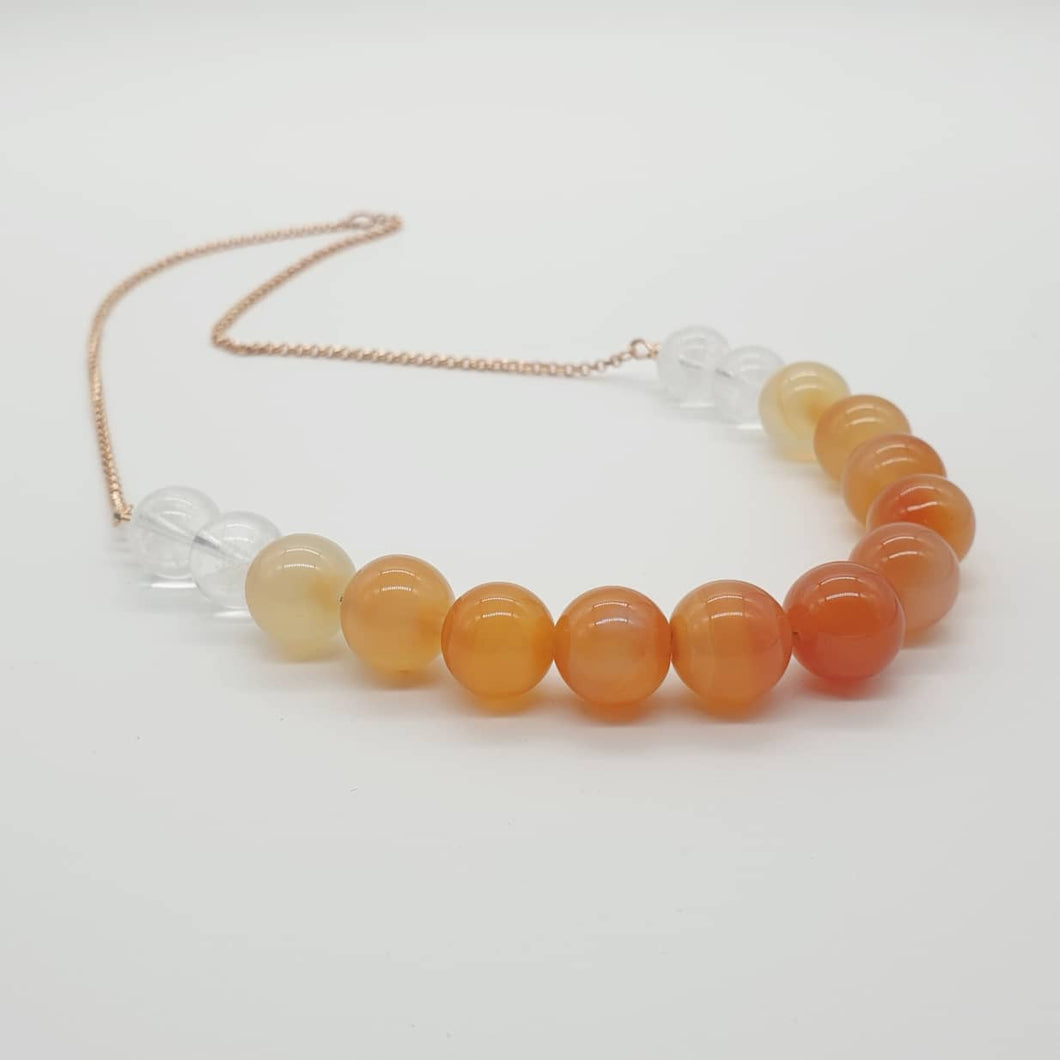 Prisma Jewel - Handmade Jewellery - Necklace - Agate - Clear Quartz - Peach - Gradient - Hue
