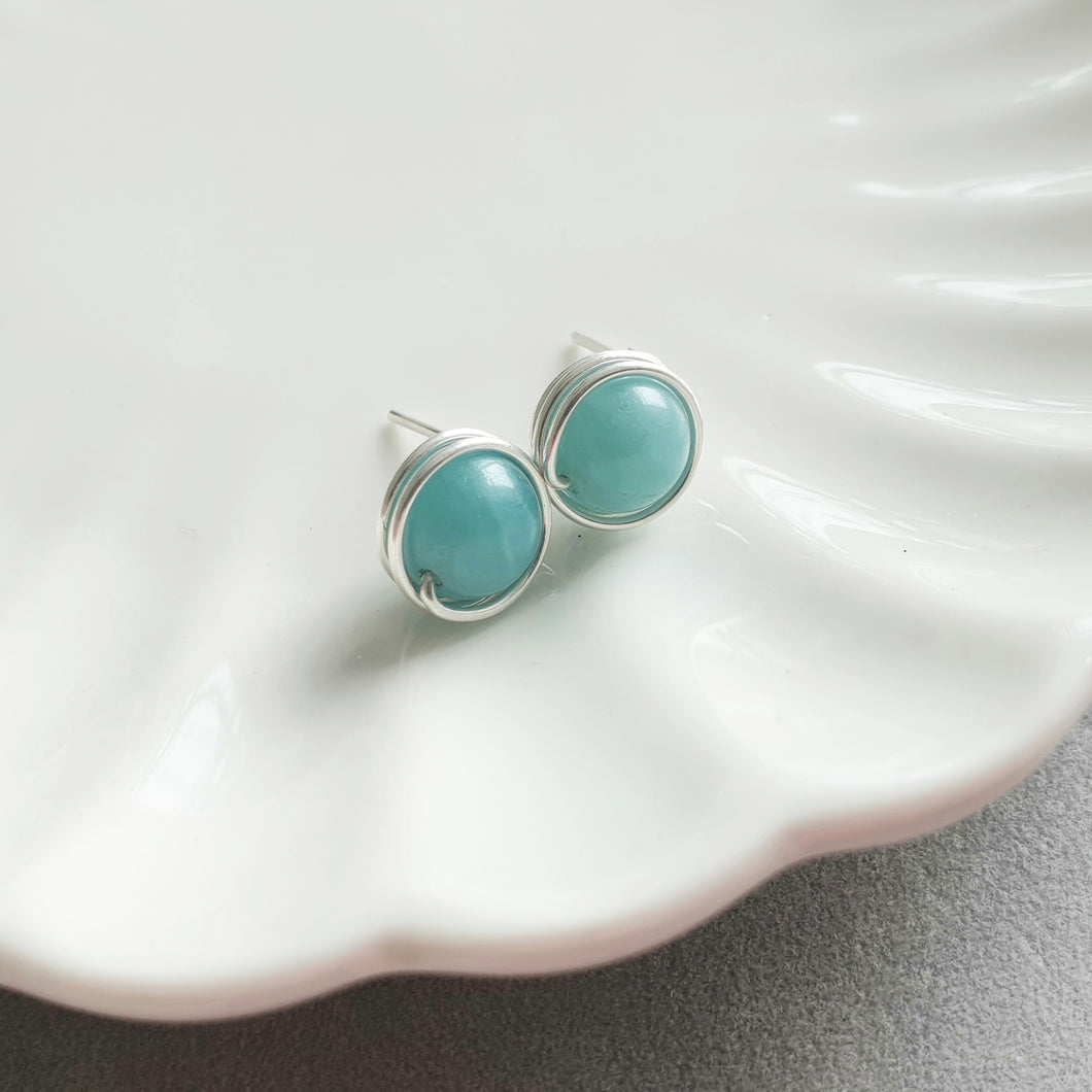 Amazonite wire wrapped studs
