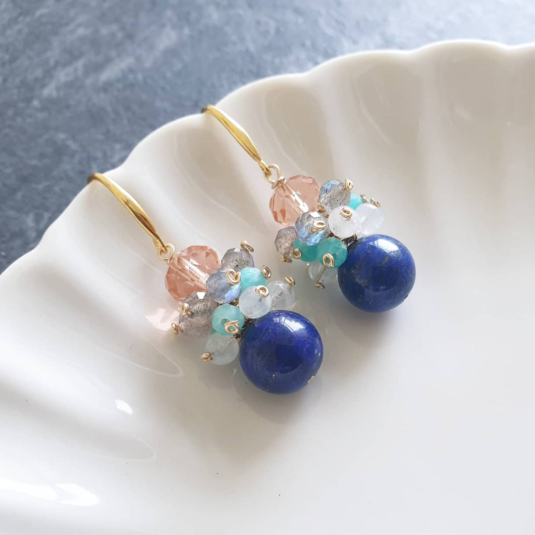 Prisma Jewel - Earrings - Lapis Lazuli - Blue - Clusters