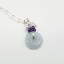 Load image into Gallery viewer, Burmese Jadeite donut with amethyst cluster necklace
