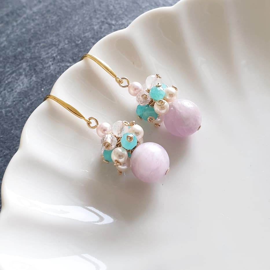 Prisma Jewel - Earrings - Kunzite - Amazonite - Rose Quartz