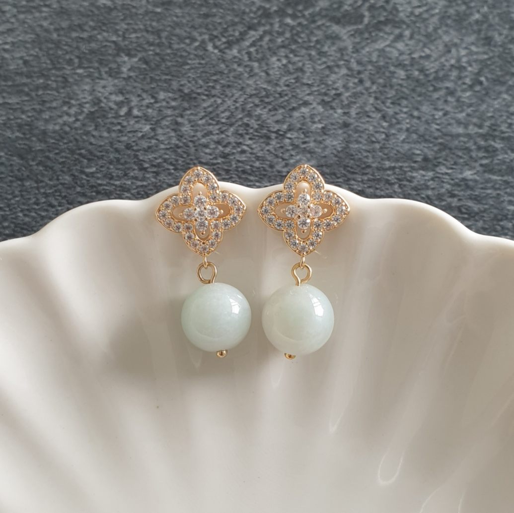 Jade with Peranakan tile style studs